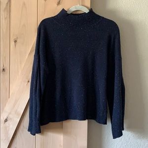 Navy mock turtleneck sweater.